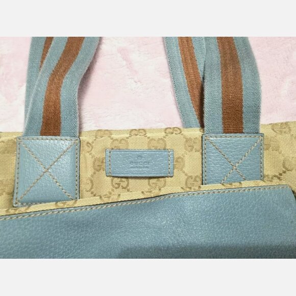 Gucci Vintage GG Monogram Medium Handle Bucket Tote - Blue - Picture 3 of 10